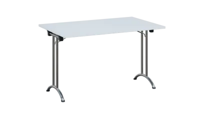 SLC 125 chrom skládací jednací stůl 1250x800, deska 25 mm, podnož chrom, deska bílá